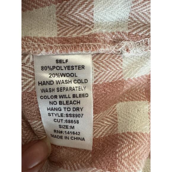 She & Sky Coral Plaid Shacket - Western Feminine - M - Picture 5 of 13
